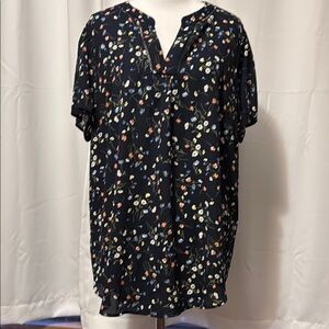 Floral Print Women's Top - Navy